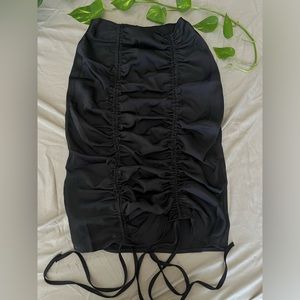 High rise midi skirt with ruching ties